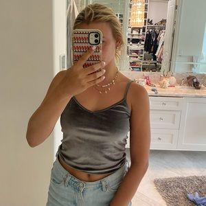Velvet silver/gray stretchy tank top